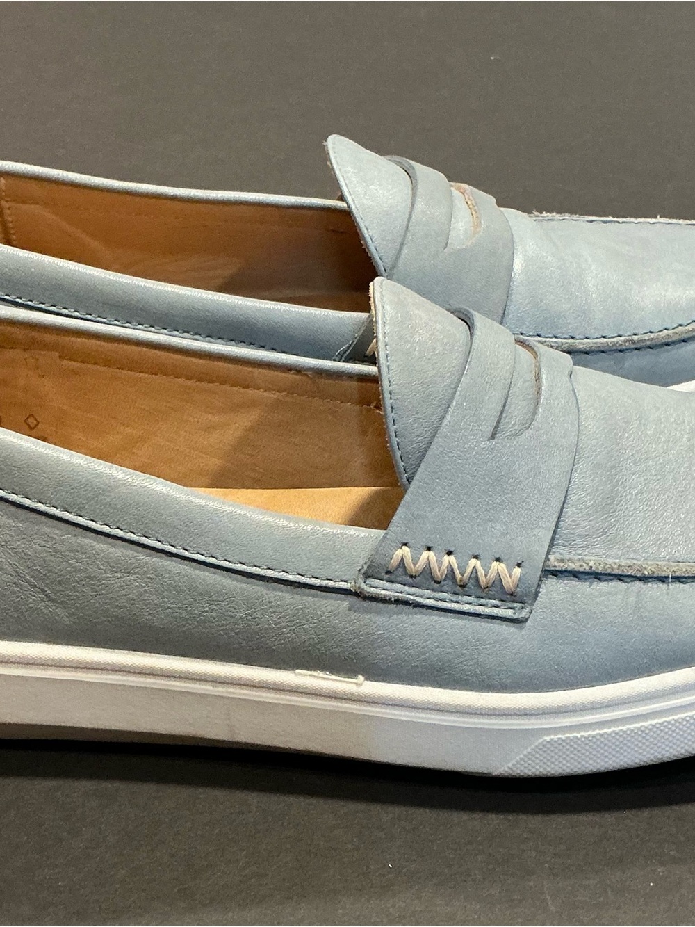 Portland Leather Patina Blue Leather Loafers Size 10.5 Fits 10 - Picture 3 of 11